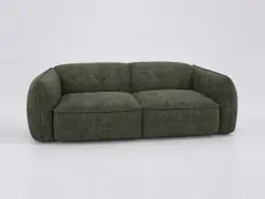 Canapé Livia Maisons du Monde, 3 places droit fixe, velours, coloris vert olive
