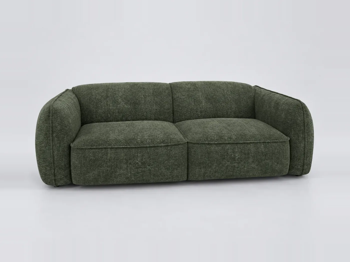Canapé Livia Maisons du Monde, 3 places droit fixe, velours, coloris vert olive