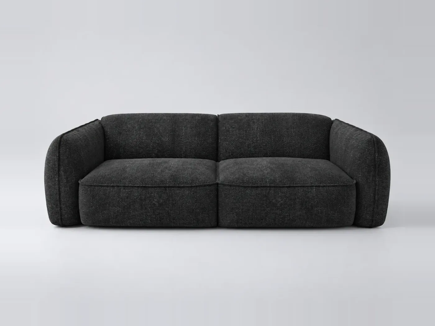 Canapé Livia Maisons du Monde, 4 places droit fixe, velours, coloris anthracite foncé
