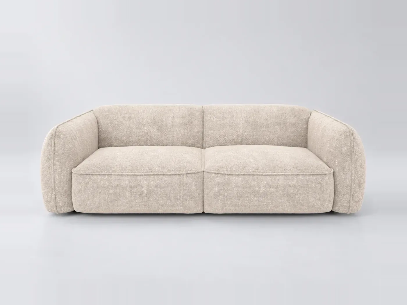 Canapé Livia Maisons du Monde, 4 places droit fixe, velours, coloris crème