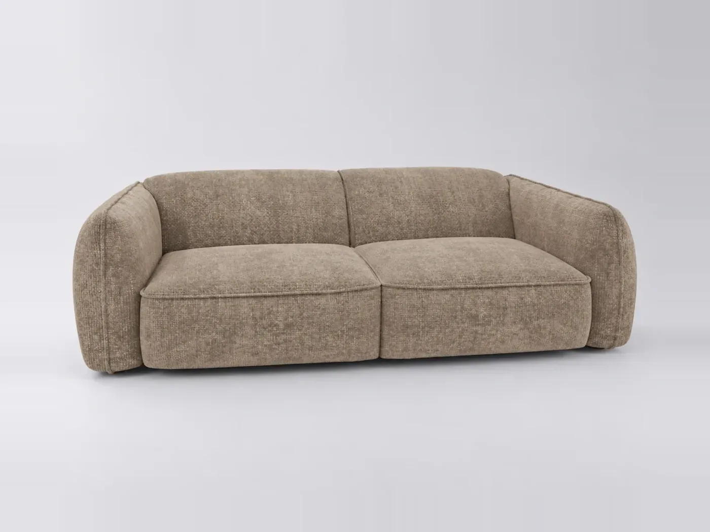 Canapé Livia Maisons du Monde, 4 places droit fixe, velours, coloris taupe