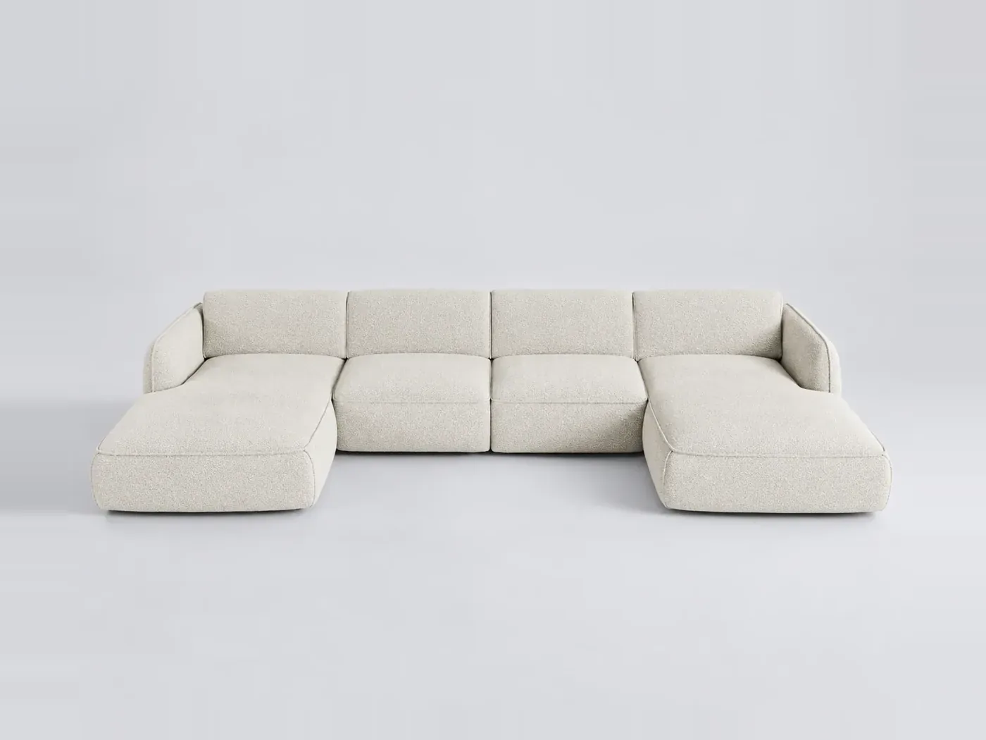 Canapé Livia Maisons du Monde, 7 places panoramique fixe, tissu, coloris crème