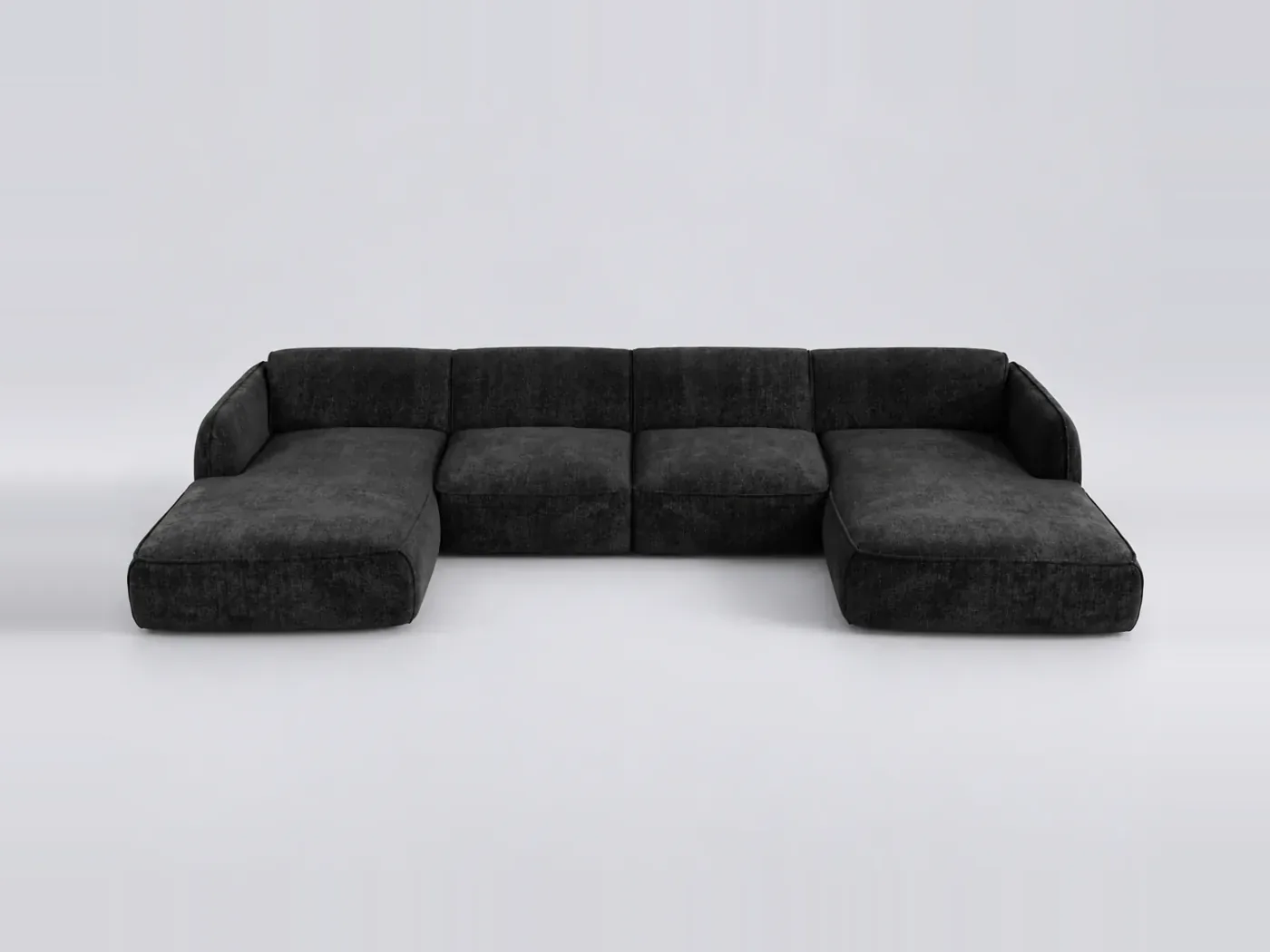Canapé Livia Maisons du Monde, 7 places panoramique fixe, velours, coloris noir