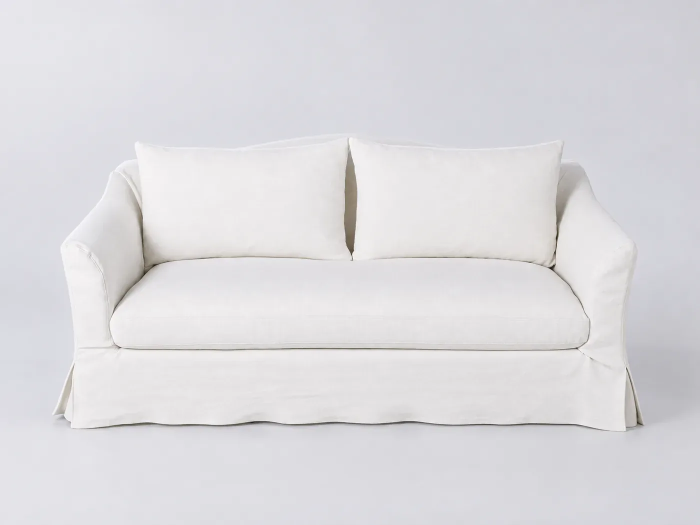 Canapé Anaelle Maisons du Monde, 2 places droit convertible, lin, coloris blanc