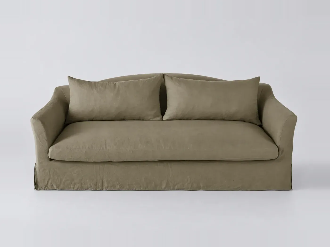 Canapé Anaelle Maisons du Monde, 3 places droit convertible, lin, coloris kaki