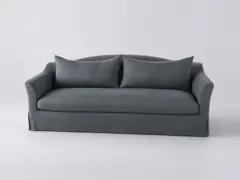 Canapé Anaelle Maisons du Monde, droit convertible, lin lavé, coloris anthracite