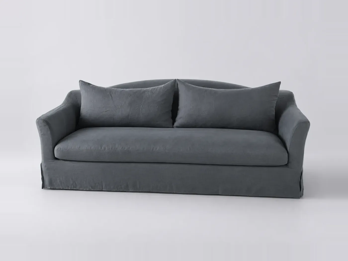 Canapé Anaelle Maisons du Monde, 4 places droit convertible, lin lavé, coloris anthracite