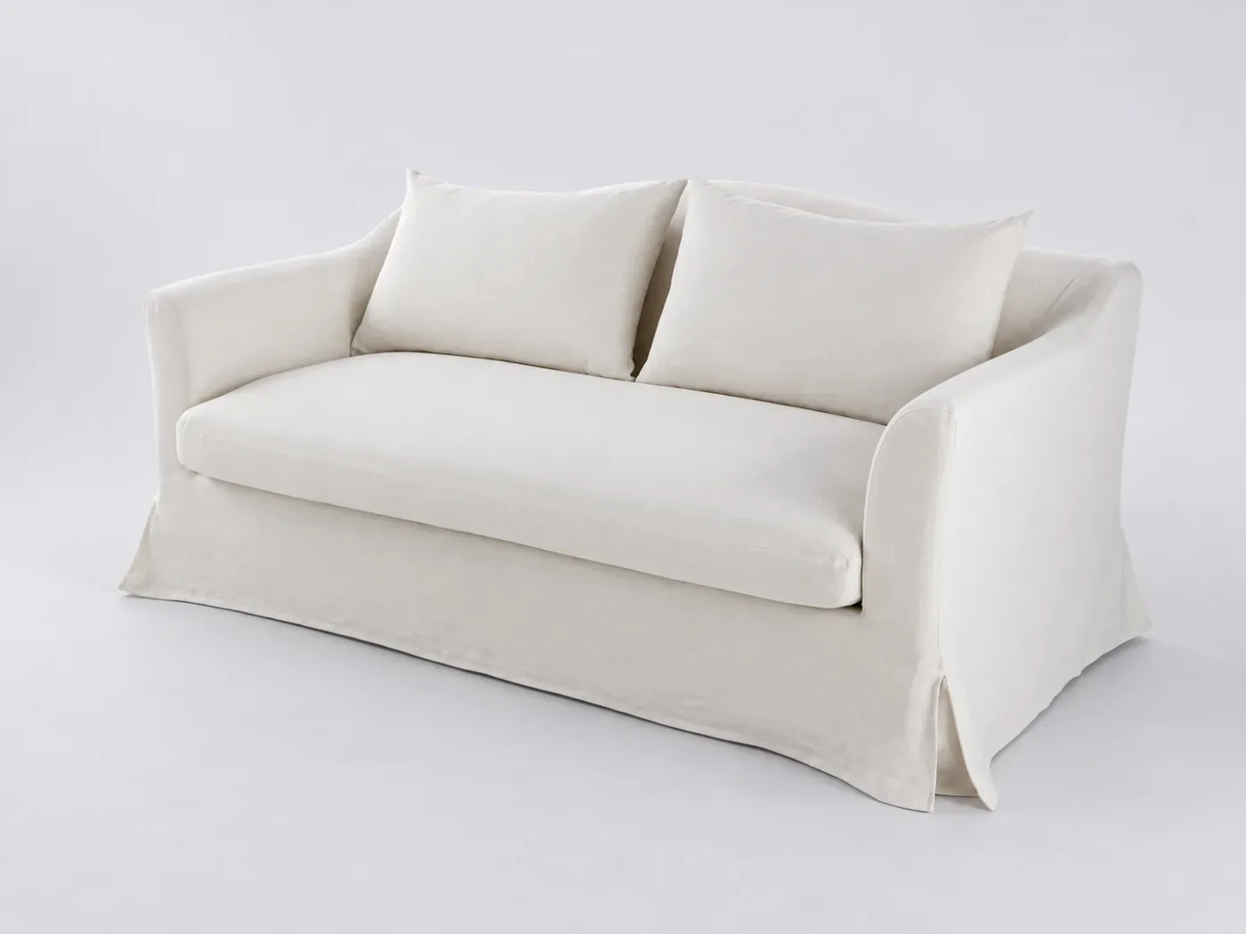 Canapé Anaelle Maisons du Monde, 2 places droit fixe, lin, coloris blanc
