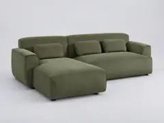 Canapé Wallas La Redoute, 3 places d'angle fixe, velours côtelé, coloris vert