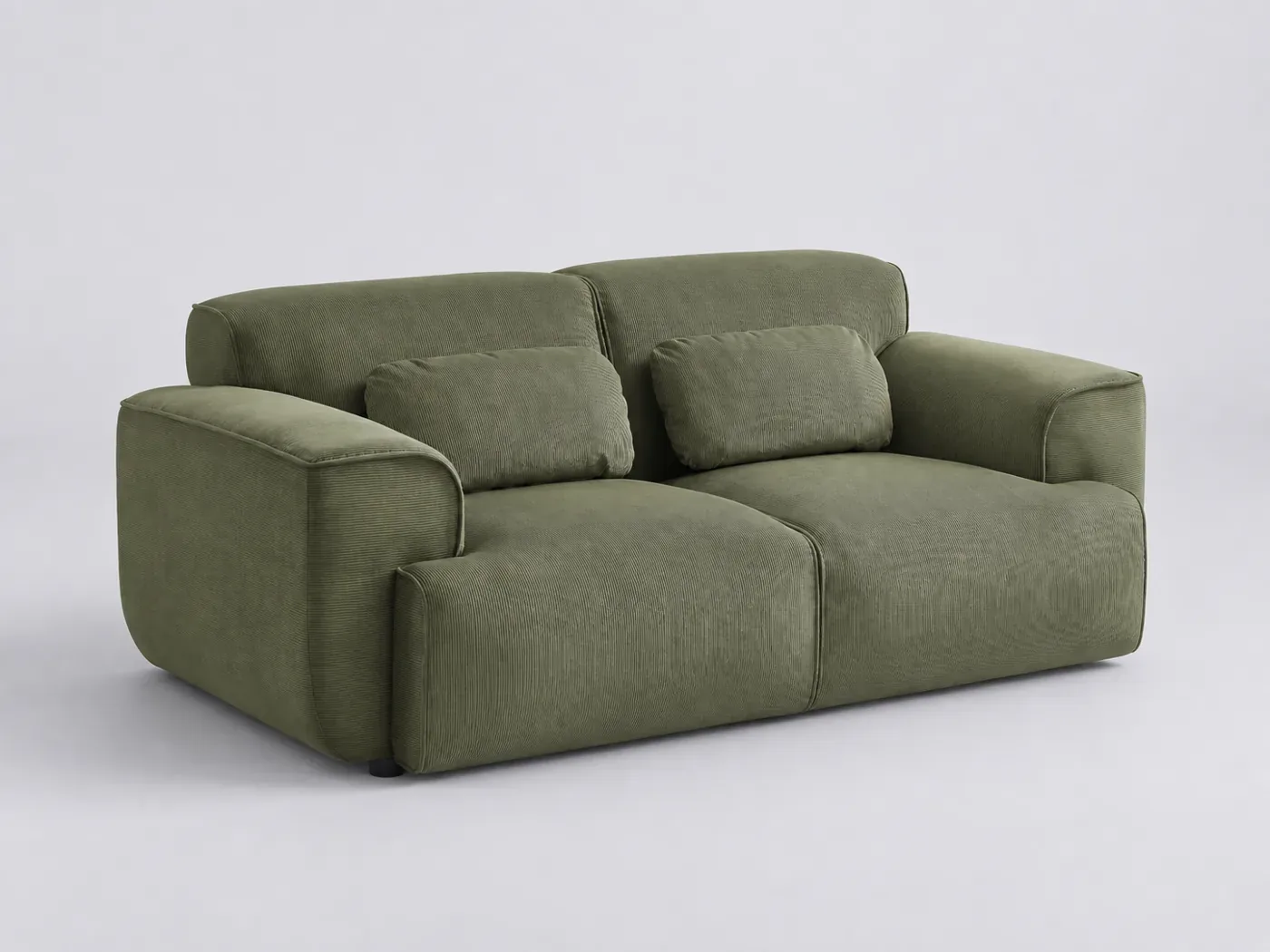 Canapé Wallas La Redoute, 2 places droit fixe, velours côtelé, coloris vert