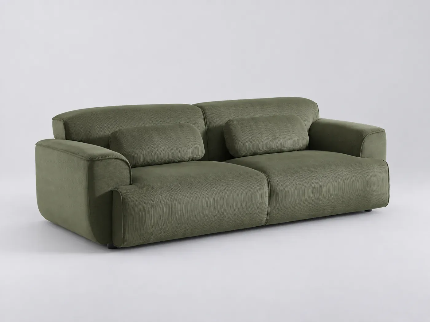 Canapé Wallas La Redoute, 3 places droit fixe, velours côtelé, coloris vert