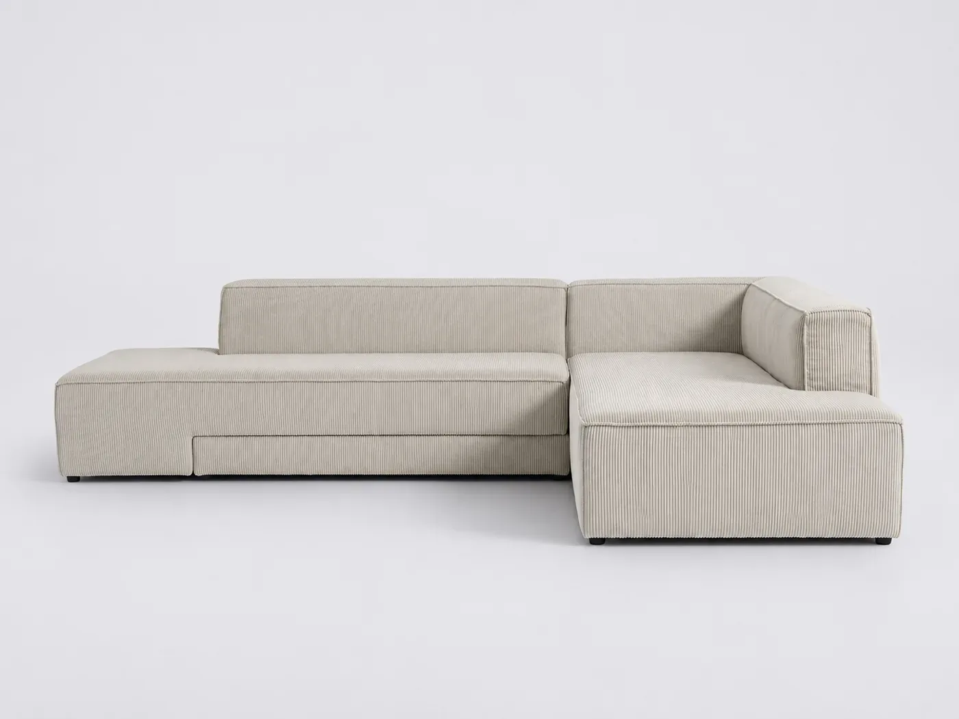 Canapé Ginosa La Redoute, d'angle convertible, velours côtelé, coloris beige