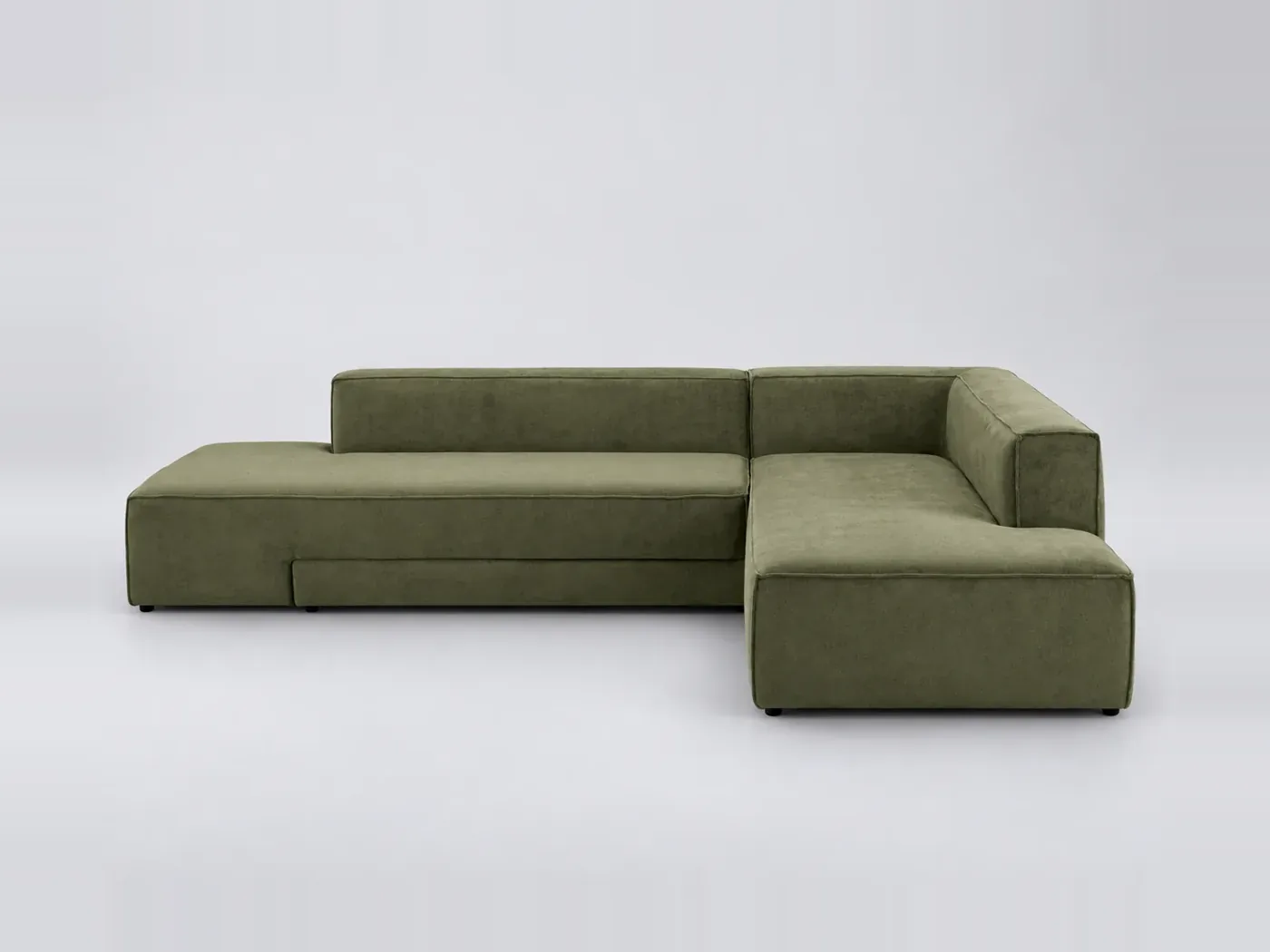 Canapé Ginosa La Redoute, d'angle convertible, velours, coloris kaki