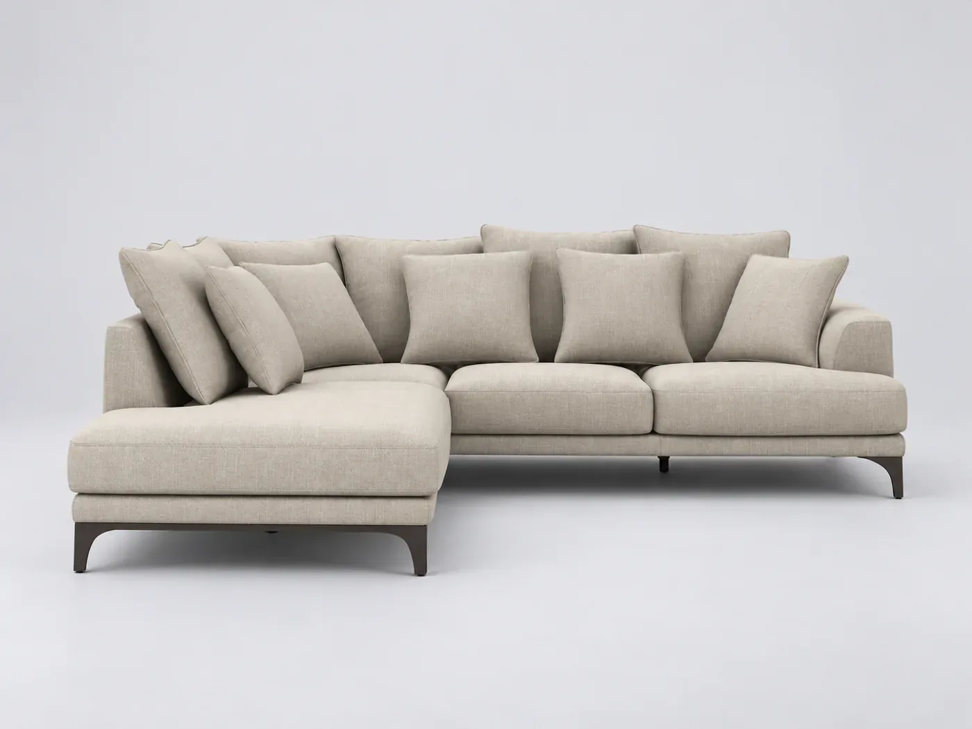 Canapé Armento La Redoute, d'angle fixe, coton et lin, coloris beige