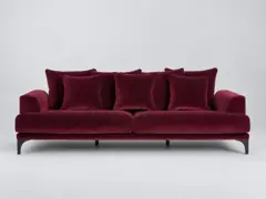 Canapé Armento La Redoute, 3 places droit fixe, velours, coloris prune
