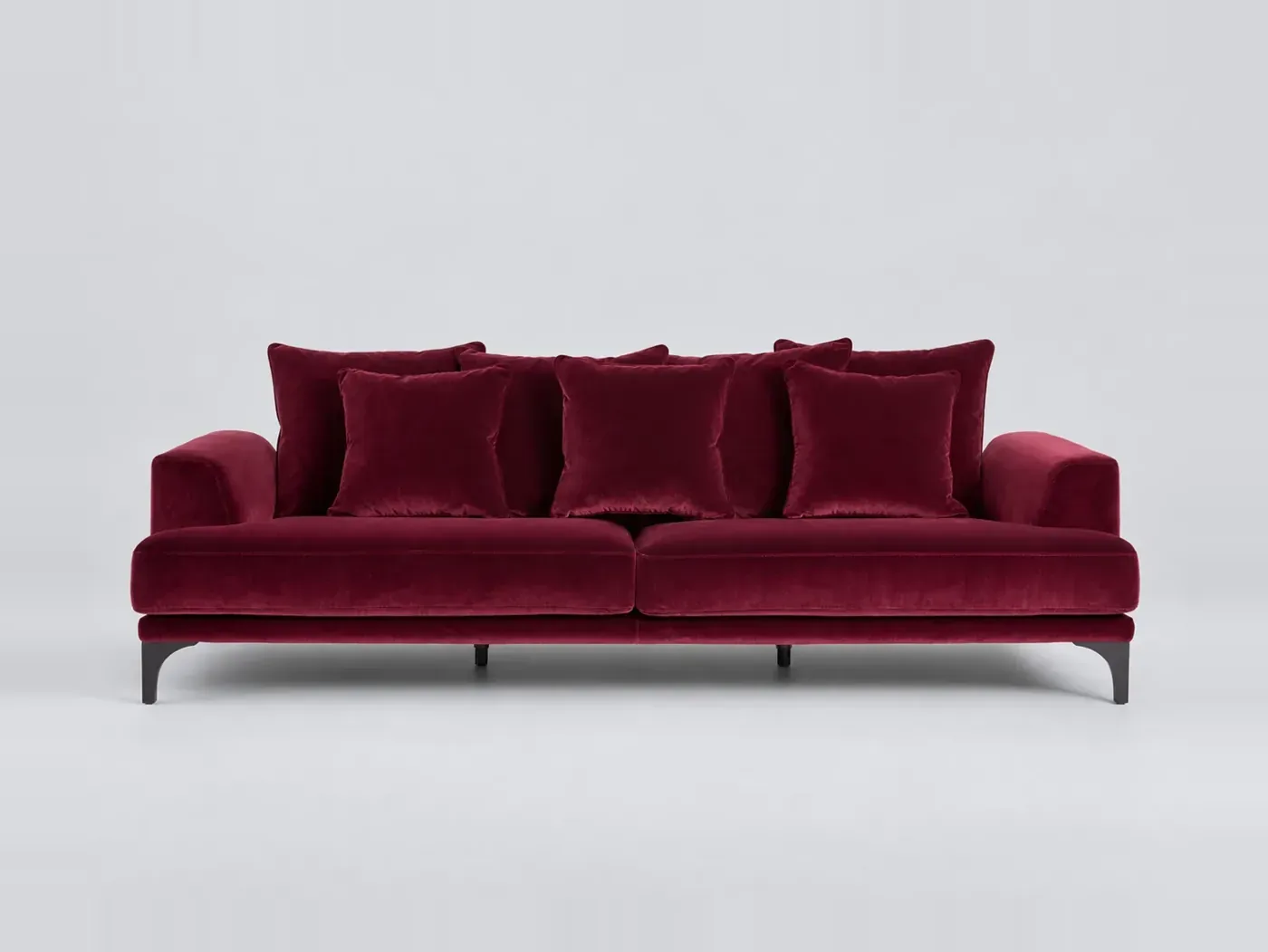 Canapé Armento La Redoute, 4 places droit fixe, velours, coloris prune