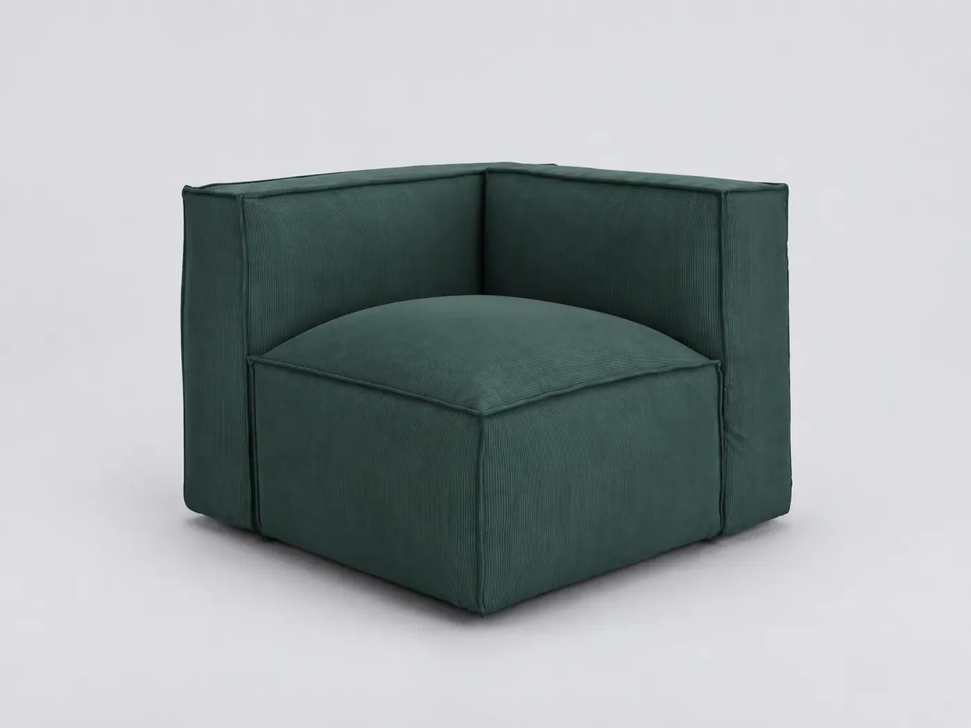 Canapé Seven La Redoute, d'angle fixe, velours côtelé, coloris vert