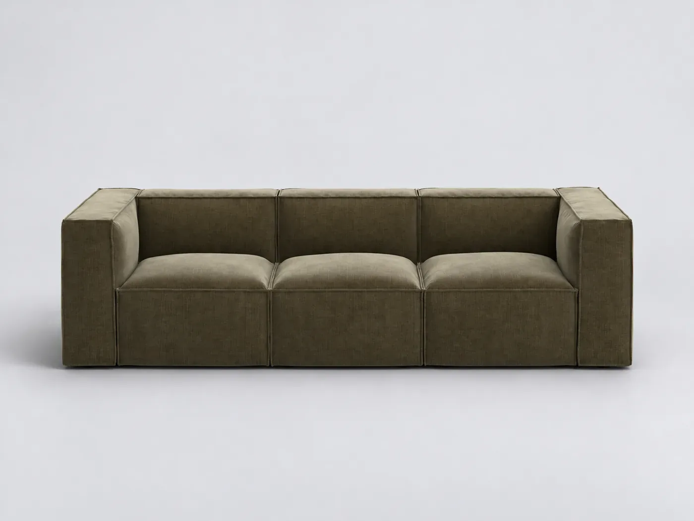 Canapé Seven La Redoute, 3 places modulable fixe, velours côtelé, coloris vert kaki