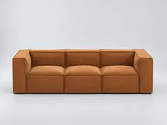 Canapé Seven La Redoute, 3 places modulable fixe, velours, coloris ocre