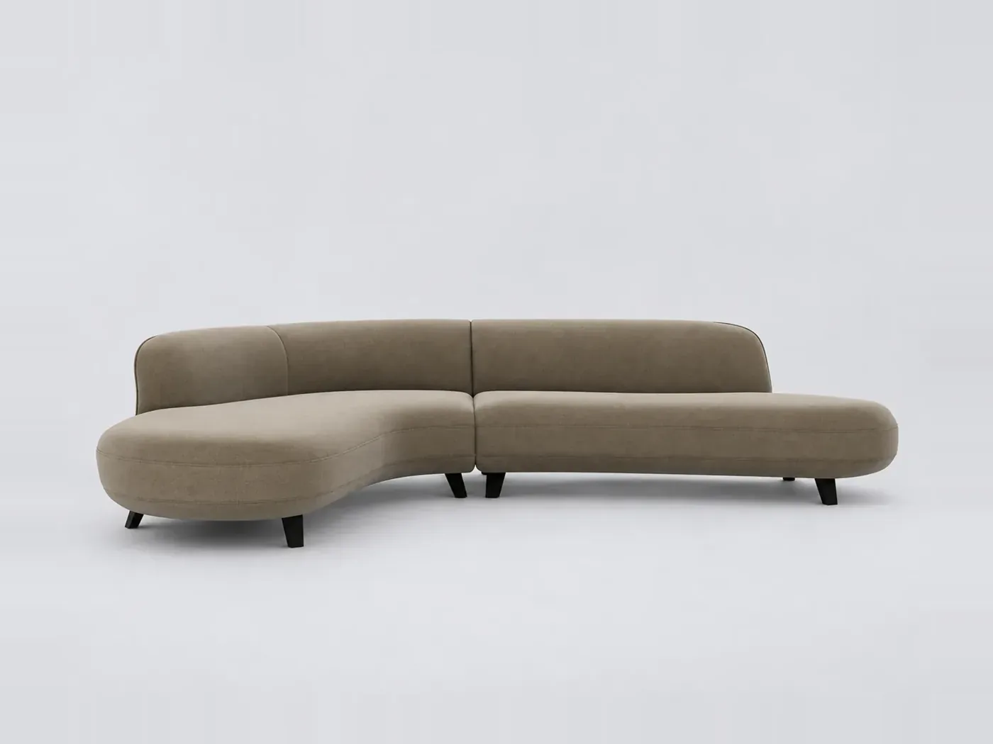 Canapé Rosebury La Redoute, d'angle fixe, velours, coloris beige cendré