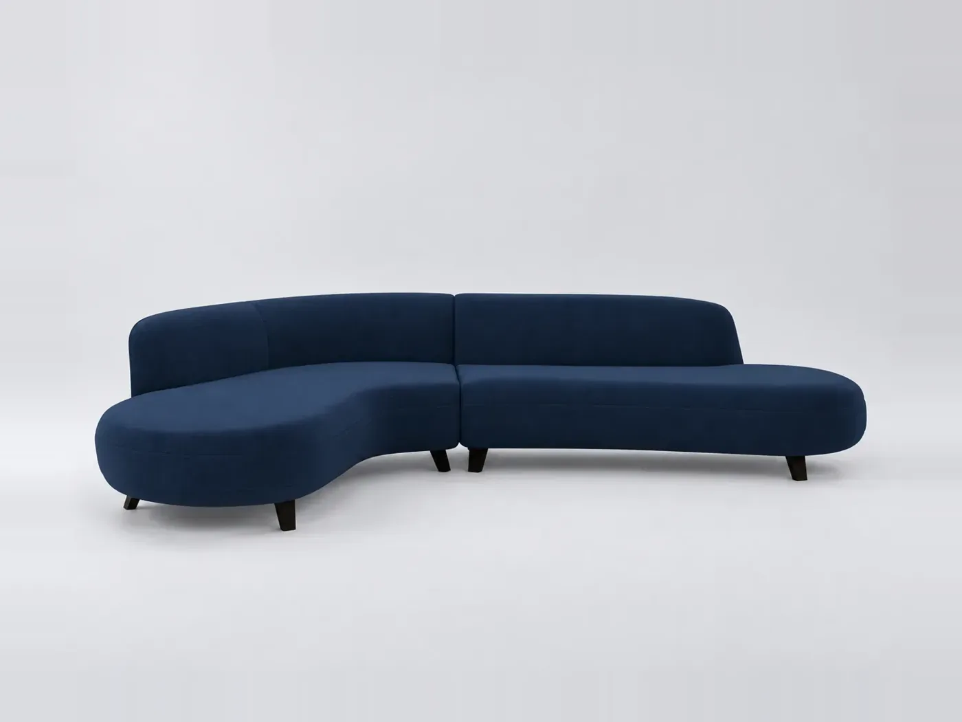 Canapé Rosebury La Redoute, d'angle fixe, velours, coloris bleu nuit