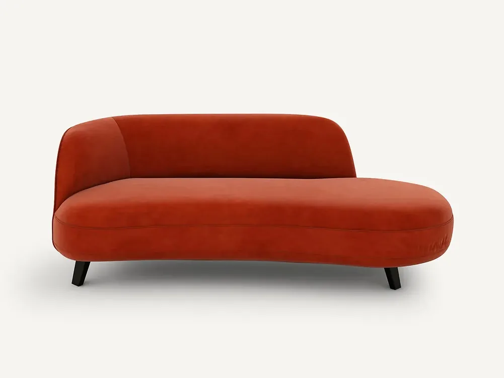 Canapé Rosebury La Redoute, droit fixe, velours, coloris rouge cinabre