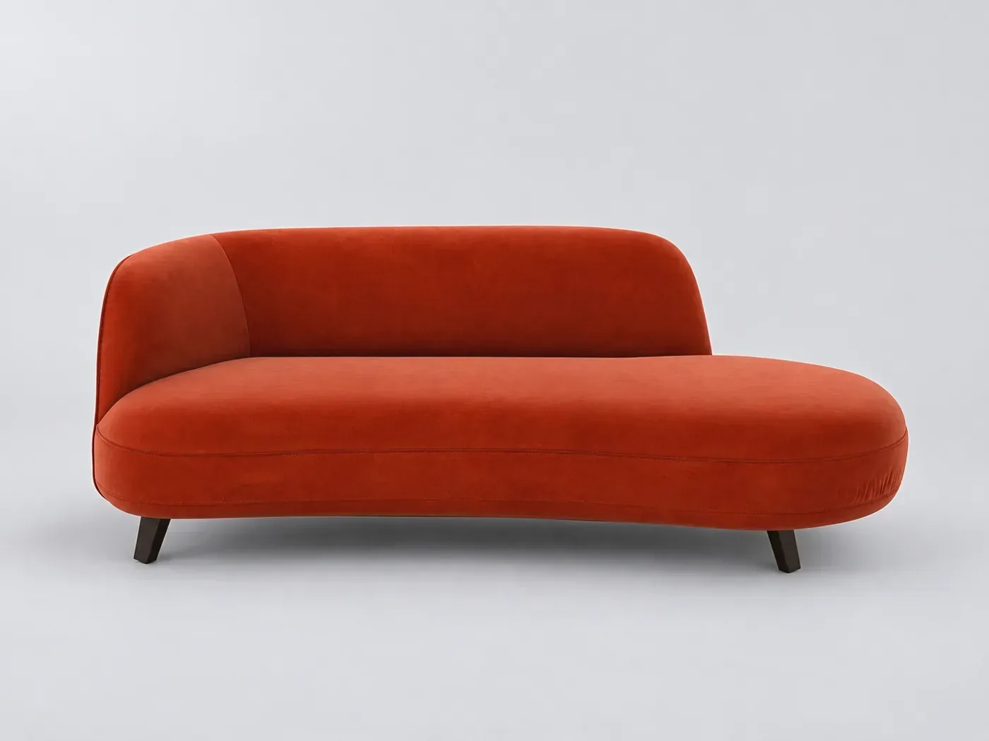 Canapé Rosebury AM.PM, droit fixe, velours, coloris rouge cinabre