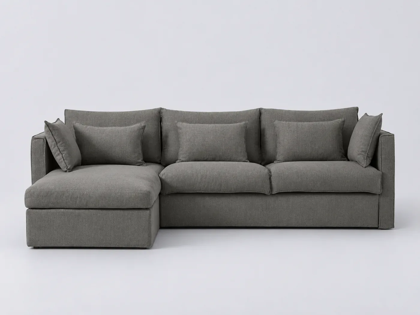 Canapé Camille La Redoute, d'angle convertible, coton et lin, coloris anthracite