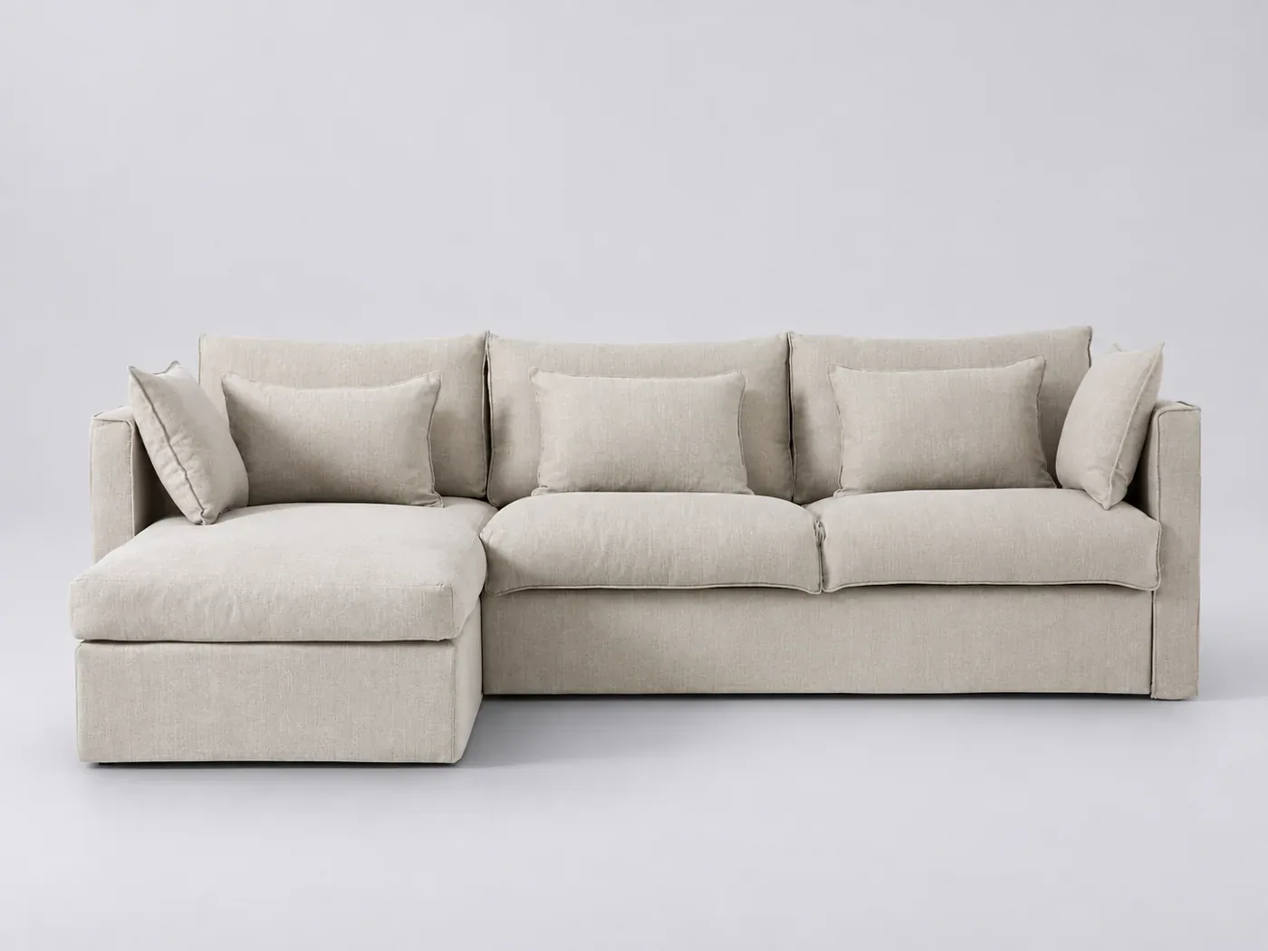 Canapé Camille La Redoute, d'angle convertible, coton et lin, coloris beige