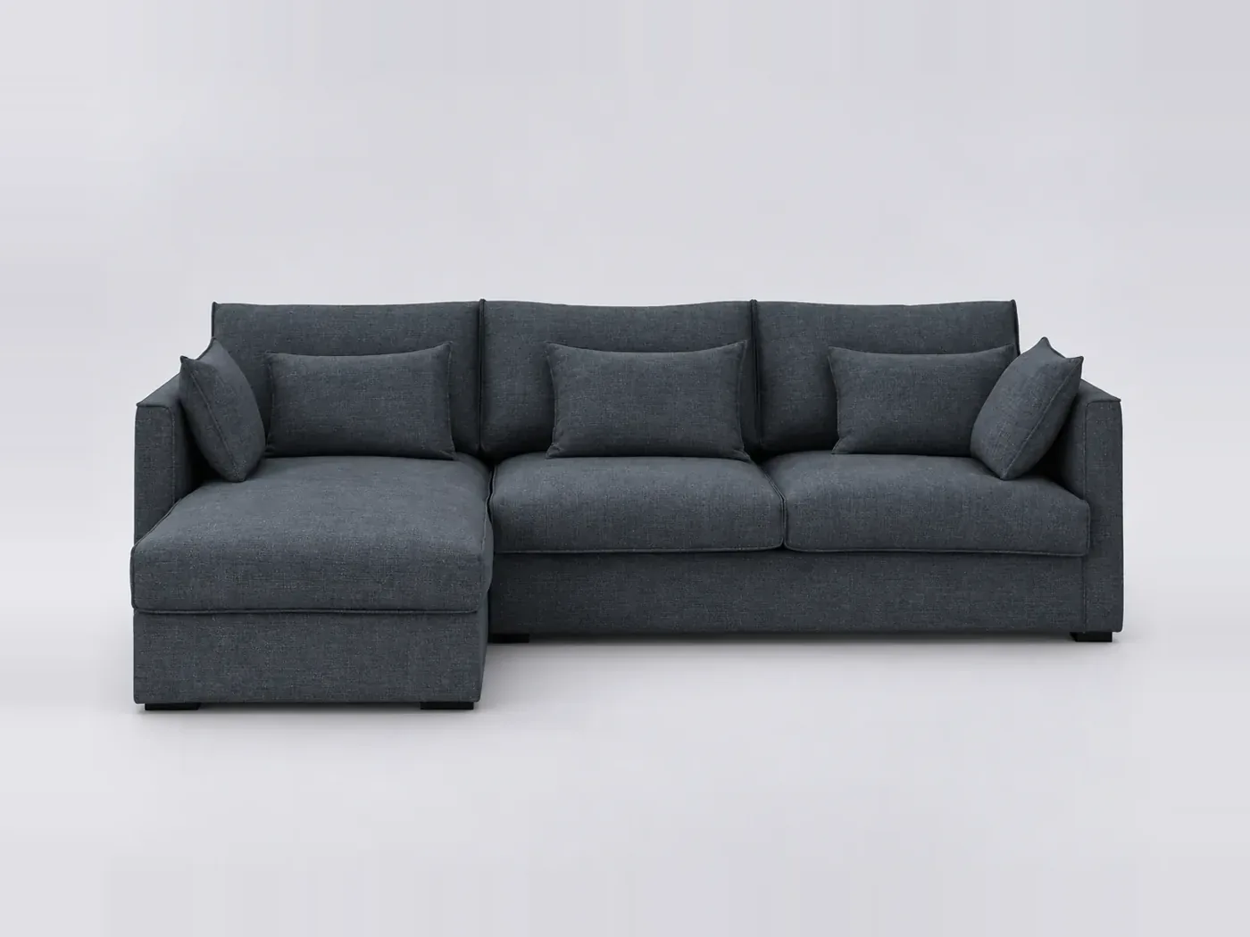 Canapé Camille La Redoute, d'angle convertible, coton et lin, coloris bleu nuit