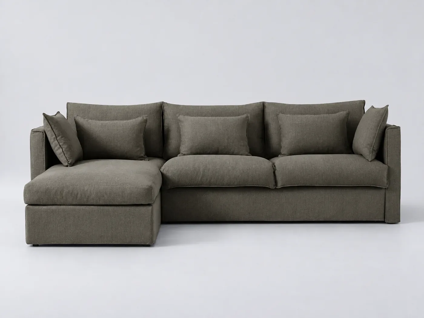 Canapé Camille La Redoute, d'angle convertible, coton et lin, coloris ecorce