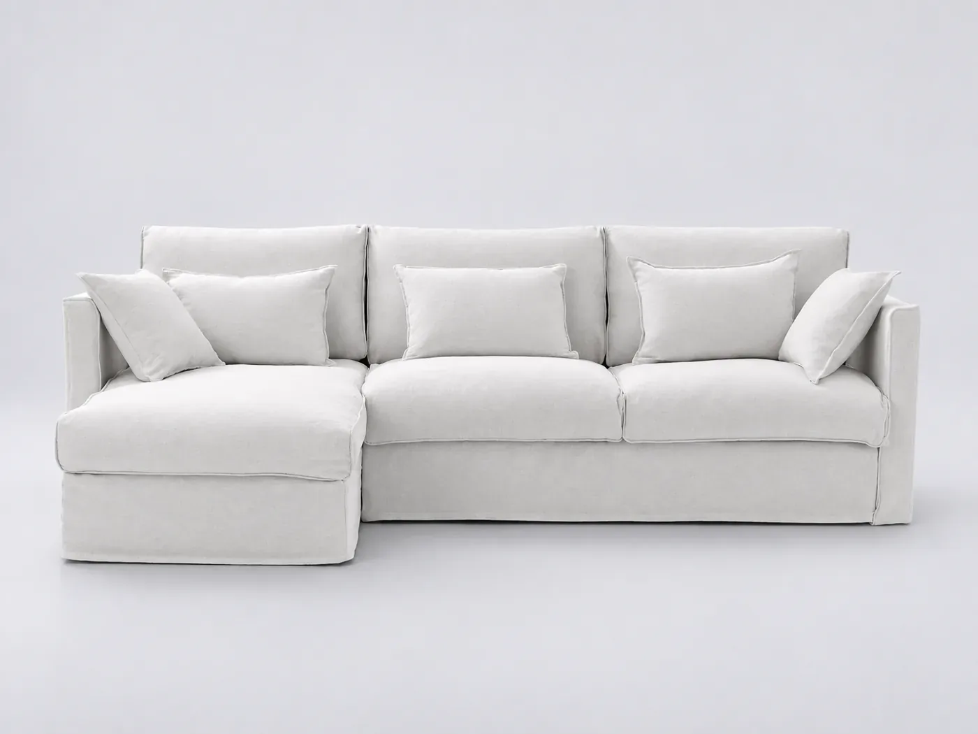 Canapé Camille La Redoute, d'angle convertible, lin froissé, coloris blanc