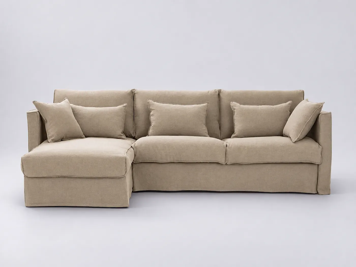 Canapé Camille La Redoute, d'angle convertible, lin froissé, coloris naturel