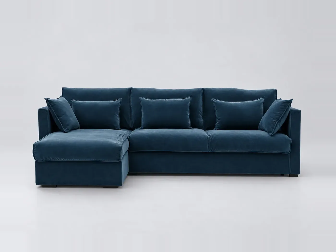 Canapé Camille La Redoute, d'angle convertible, velours, coloris bleu paon