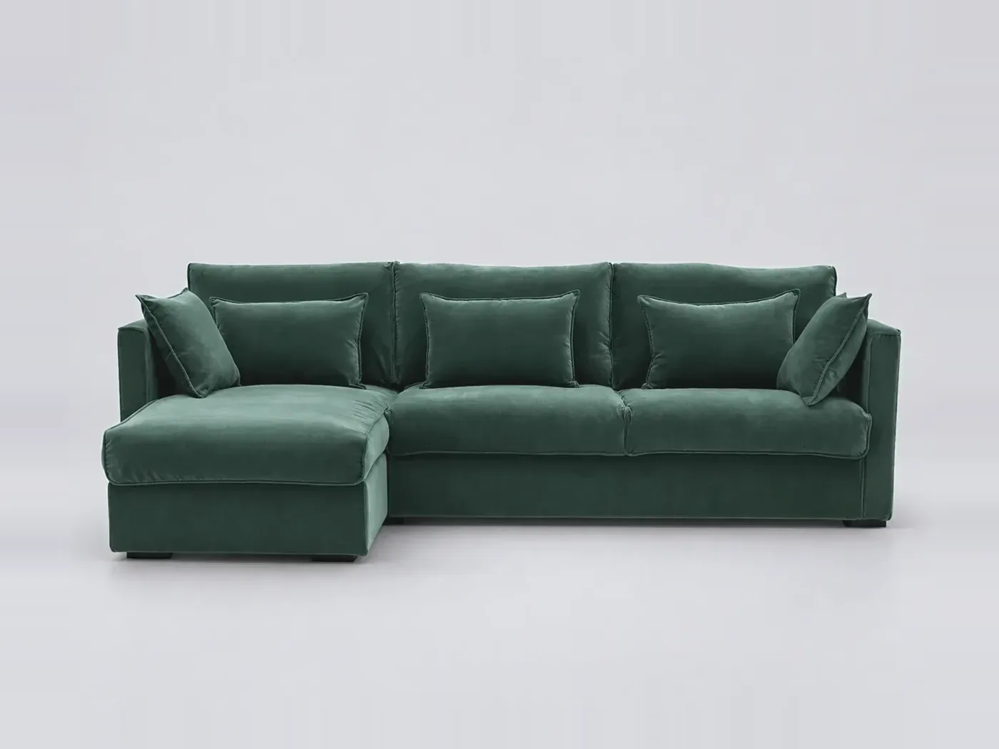Canapé Camille La Redoute, d'angle convertible, velours, coloris vert cèdre