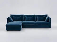Canapé Camille La Redoute, d'angle fixe, velours, coloris bleu paon