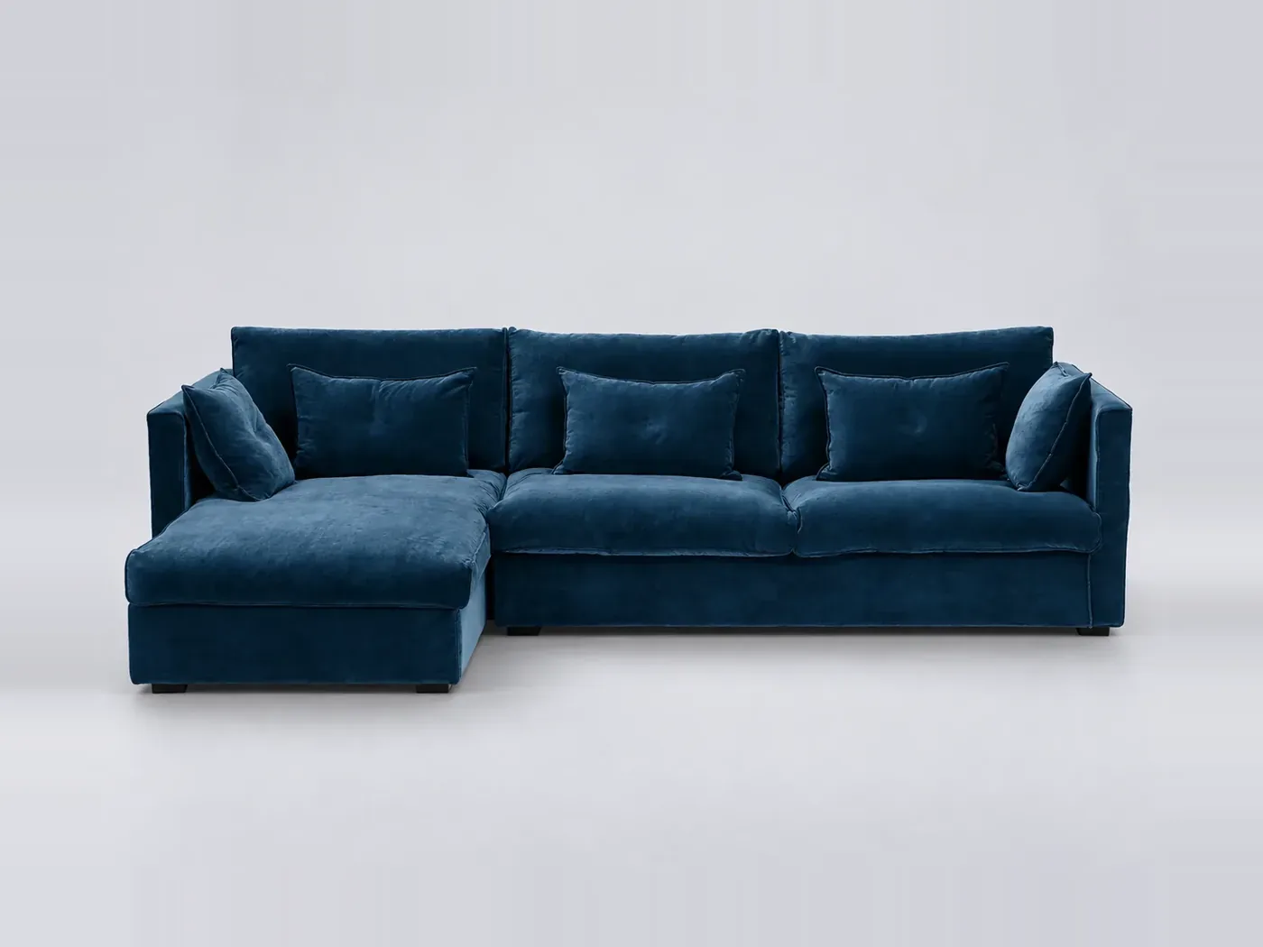 Canapé Camille La Redoute, d'angle fixe, velours, coloris bleu paon