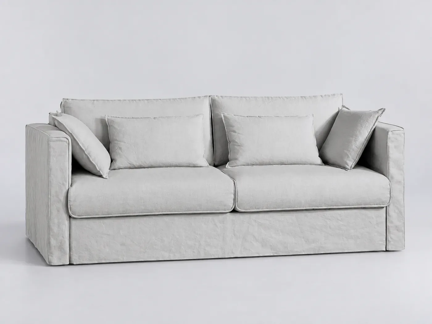 Canapé Camille La Redoute, 3 places droit convertible, lin froissé, coloris blanc