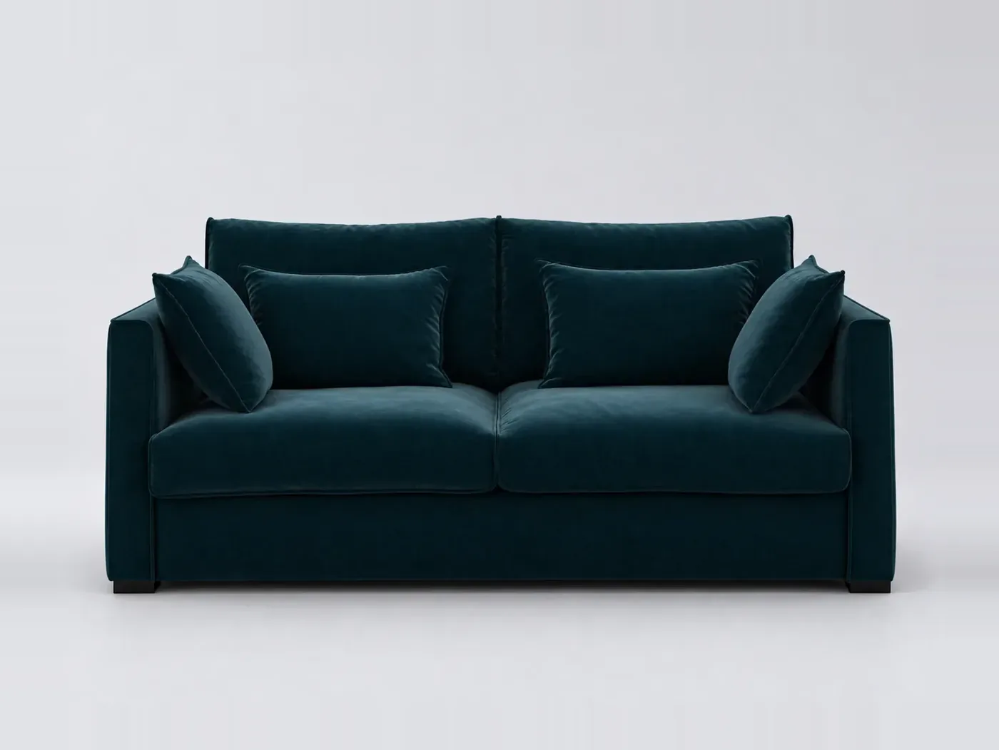 Canapé Camille La Redoute, 3 places droit convertible, velours, coloris bleu paon
