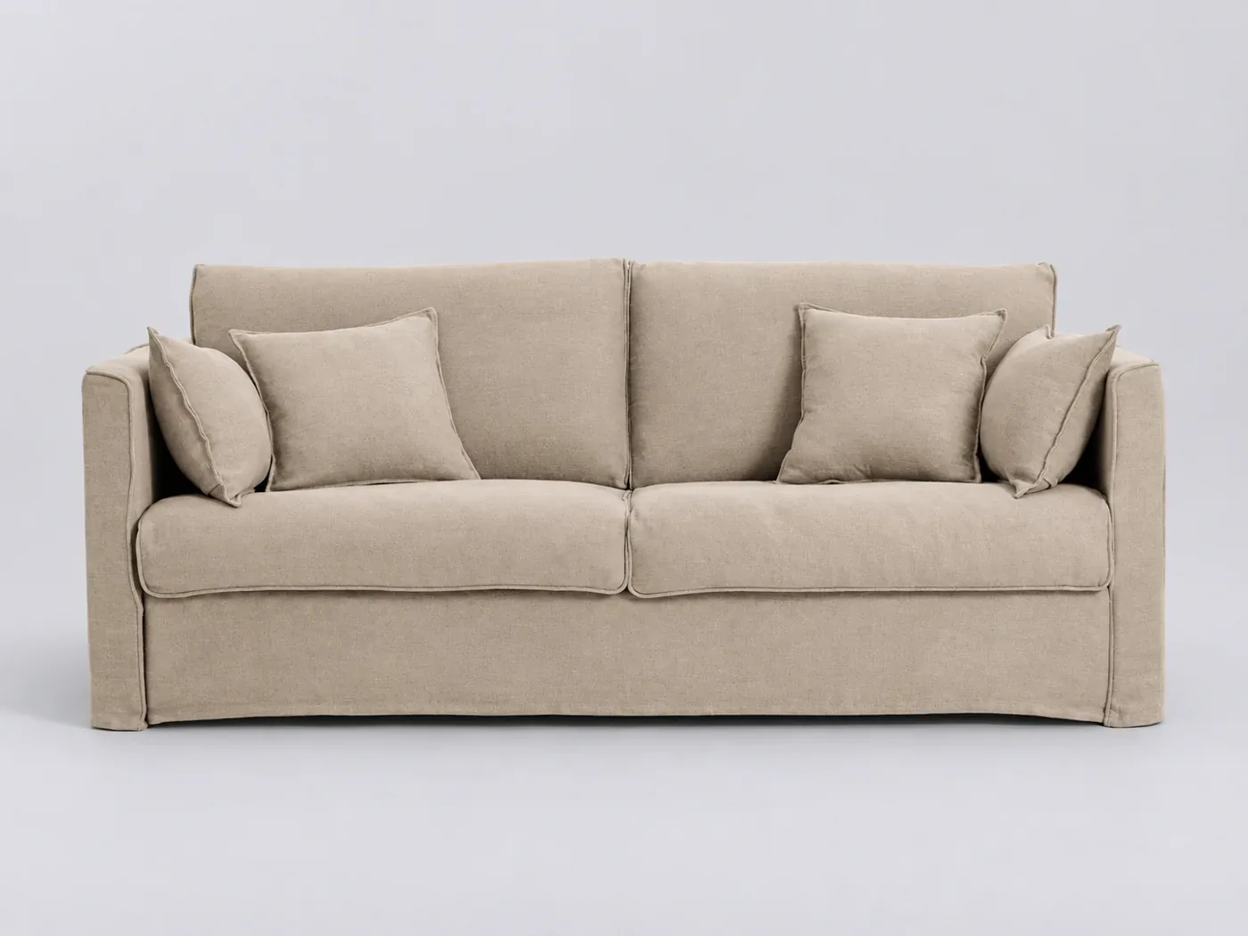 Canapé Camille La Redoute, 4 places droit convertible, lin épais, coloris naturel
