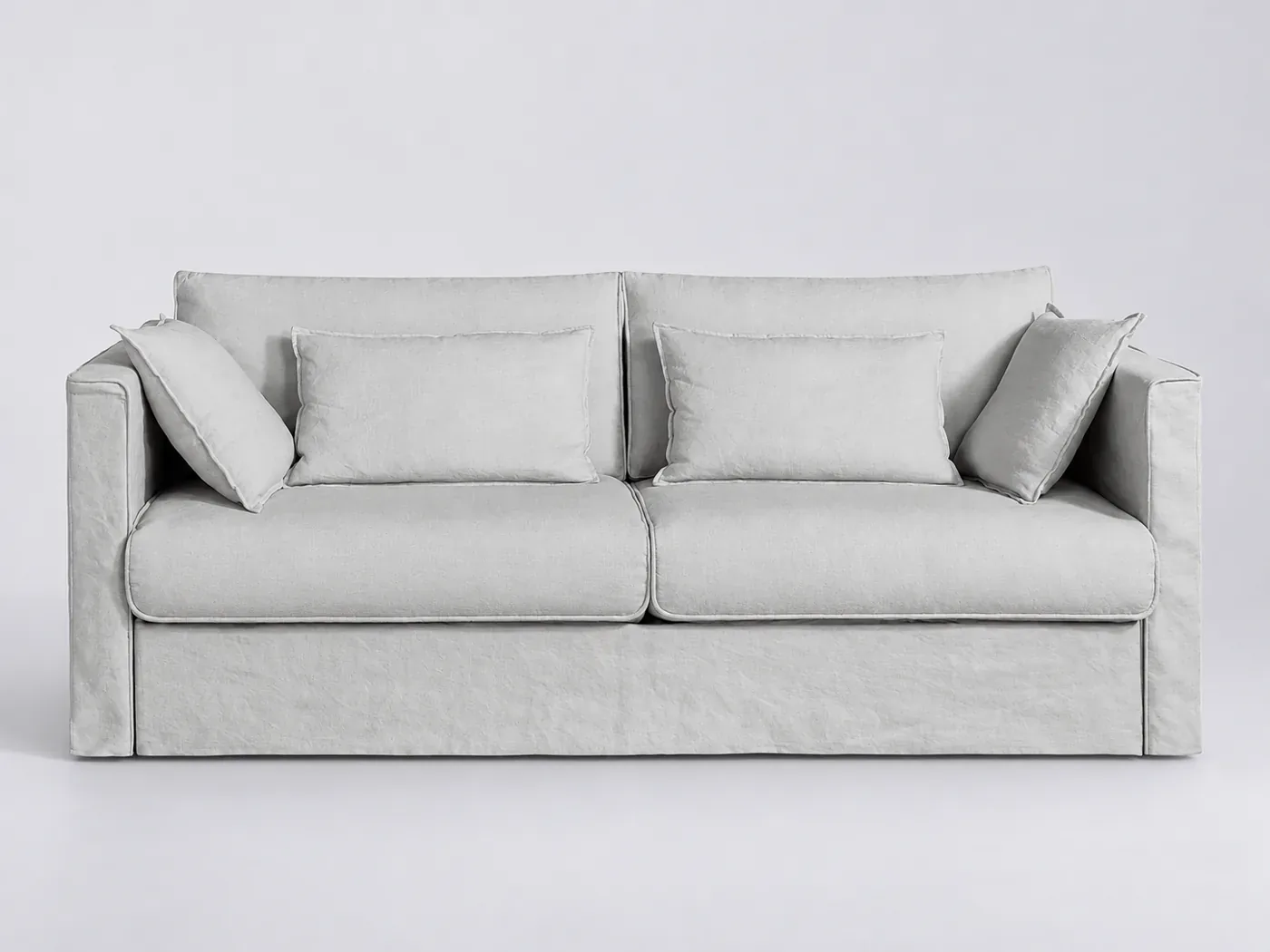 Canapé Camille La Redoute, 4 places droit convertible, lin froissé, coloris blanc