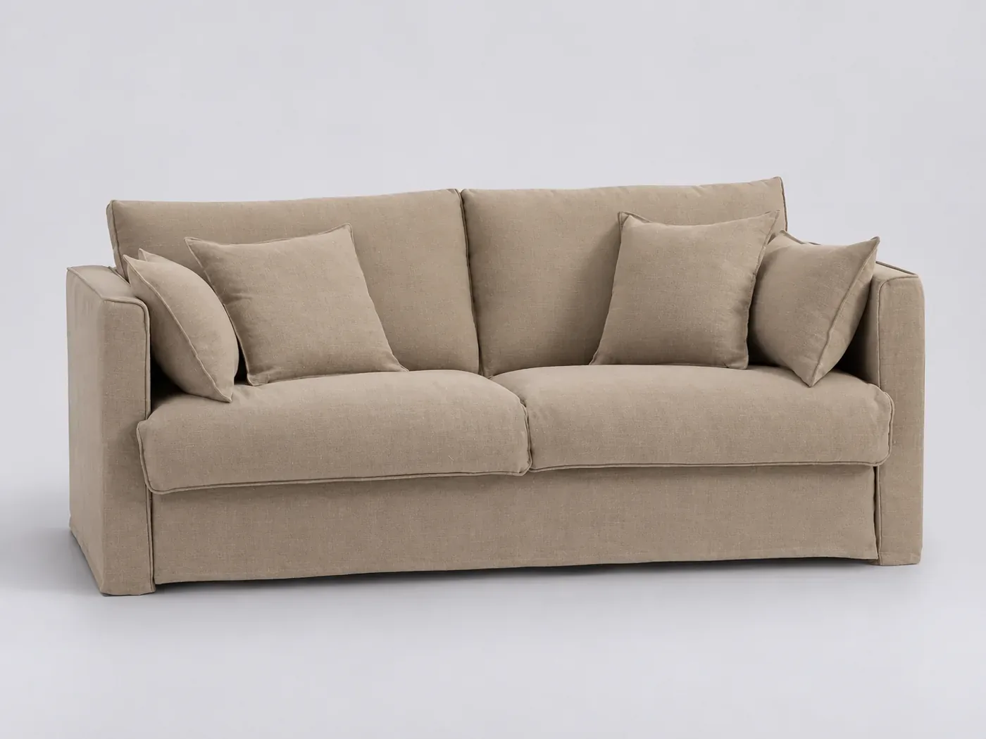 Canapé Camille La Redoute, 4 places droit convertible, lin froissé, coloris naturel
