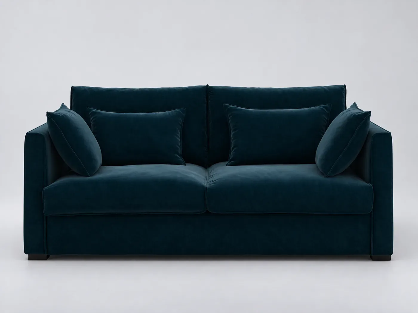 Canapé Camille La Redoute, 4 places droit convertible, velours, coloris bleu paon