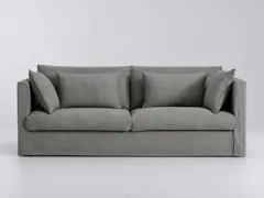 Canapé Camille La Redoute, 3 places droit fixe, coton et lin, coloris anthracite