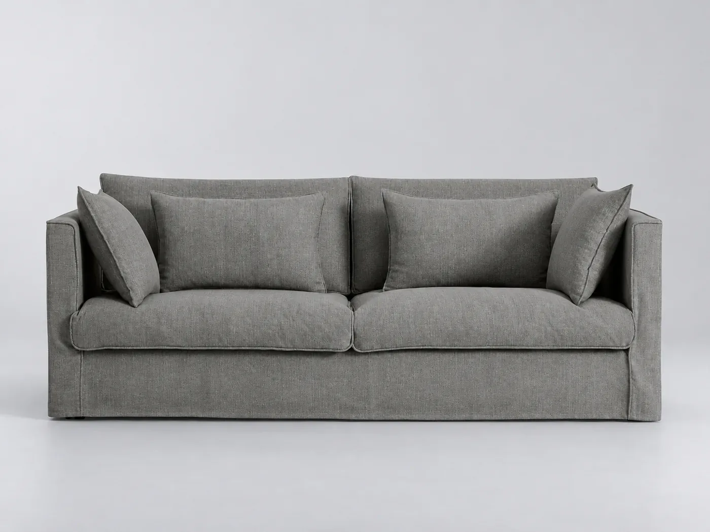 Canapé Camille La Redoute, 3 places droit fixe, coton et lin, coloris anthracite