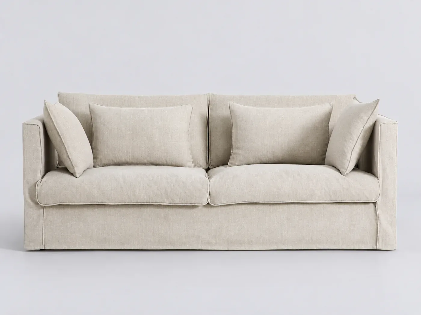 Canapé Camille La Redoute, 3 places droit fixe, coton et lin, coloris beige