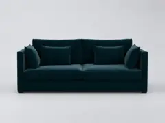 Canapé Camille La Redoute, 3 places droit fixe, velours, coloris bleu paon