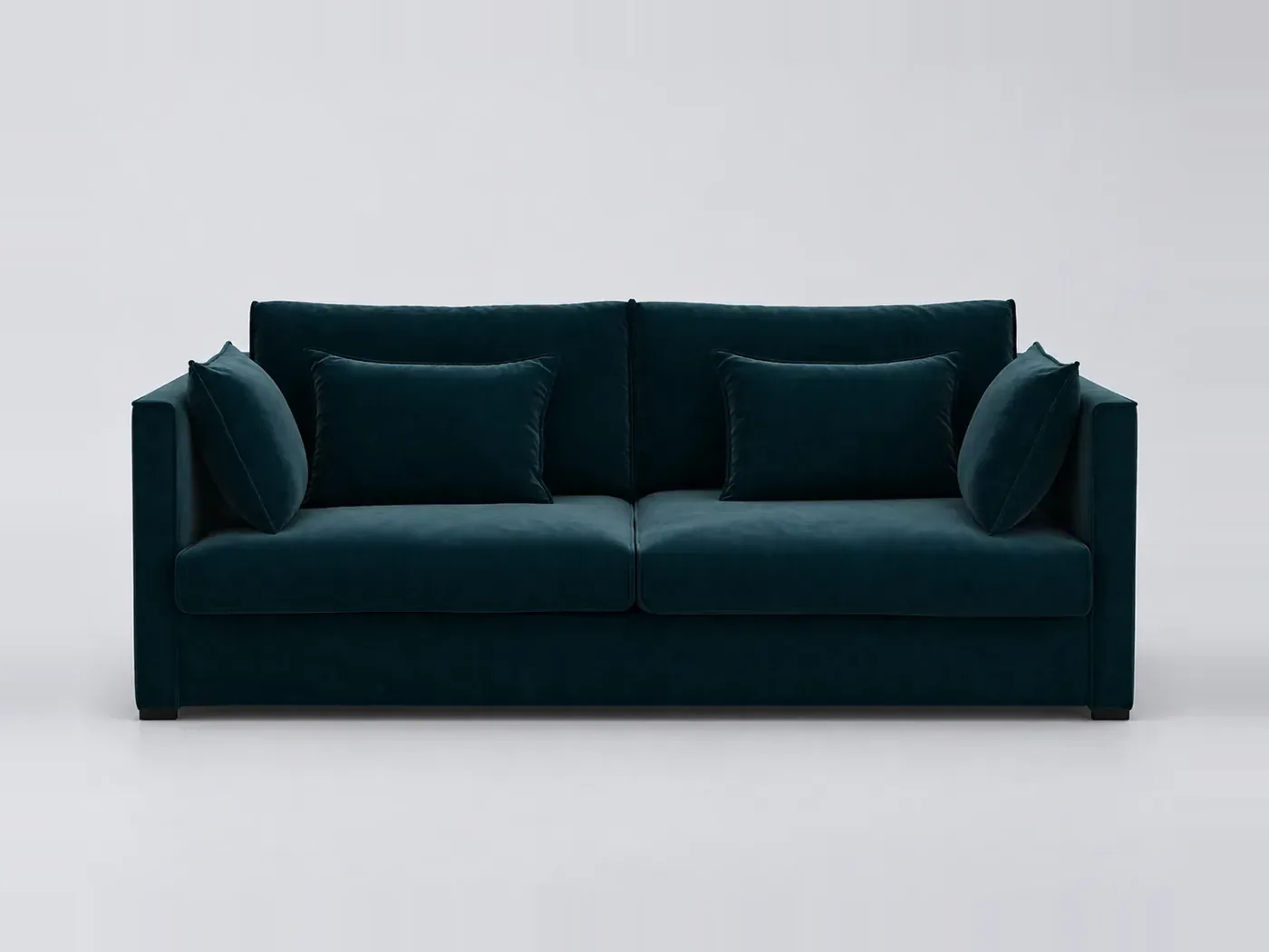 Canapé Camille La Redoute, 3 places droit fixe, velours, coloris bleu paon