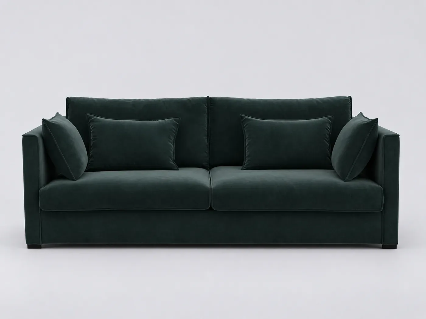 Canapé Camille La Redoute, 3 places droit fixe, velours, coloris vert cèdre
