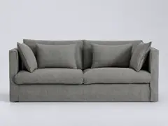 Canapé Camille La Redoute, 4 places droit fixe, coton et lin, coloris anthracite